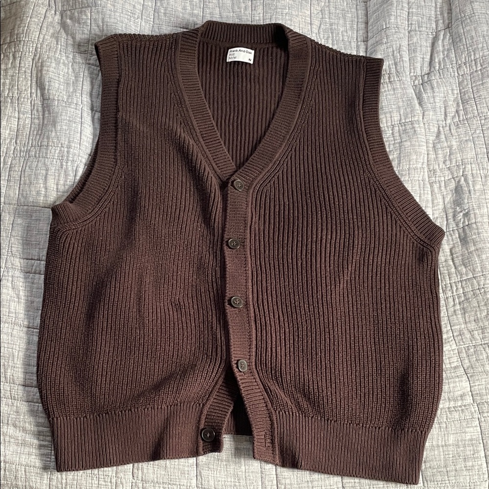 Frank & Oak Brown Knit Sweater Vest